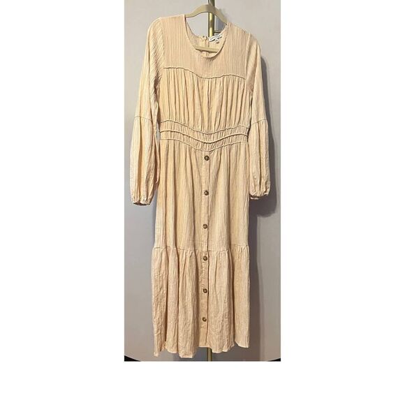 Tuckernuck Moon River Tan Long Sleeve Midi Dress Sz. L - Picture 3 of 10